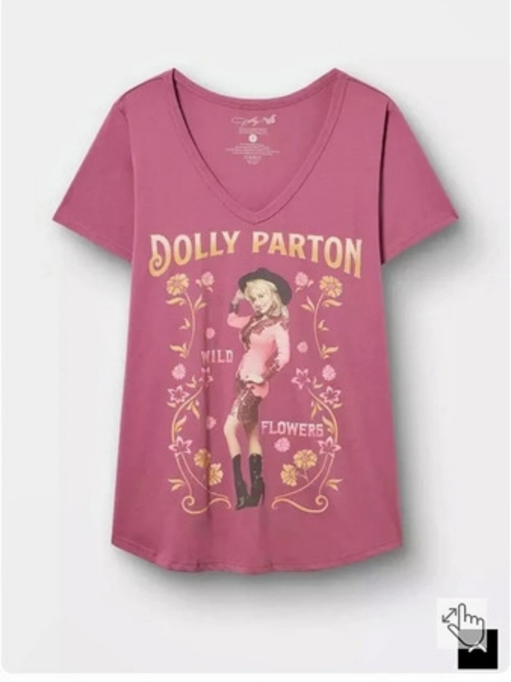Dolly Parton Classic Cotton V-Neck Tee V-Neck Graphic Tee in Pink